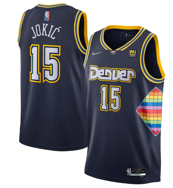 Men's Denver Nuggets #15 Nikola Jokic Navy 2021/22 City Edition 75th Anniversary Stitched Jersey